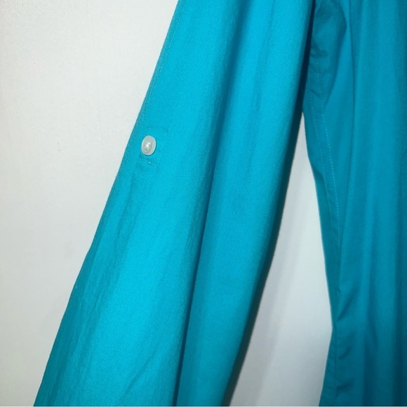 Talbots Popover V-Neck Tunic Top Coastal Preppy Casual Nautical Size S Teal Blue - Picture 5 of 9